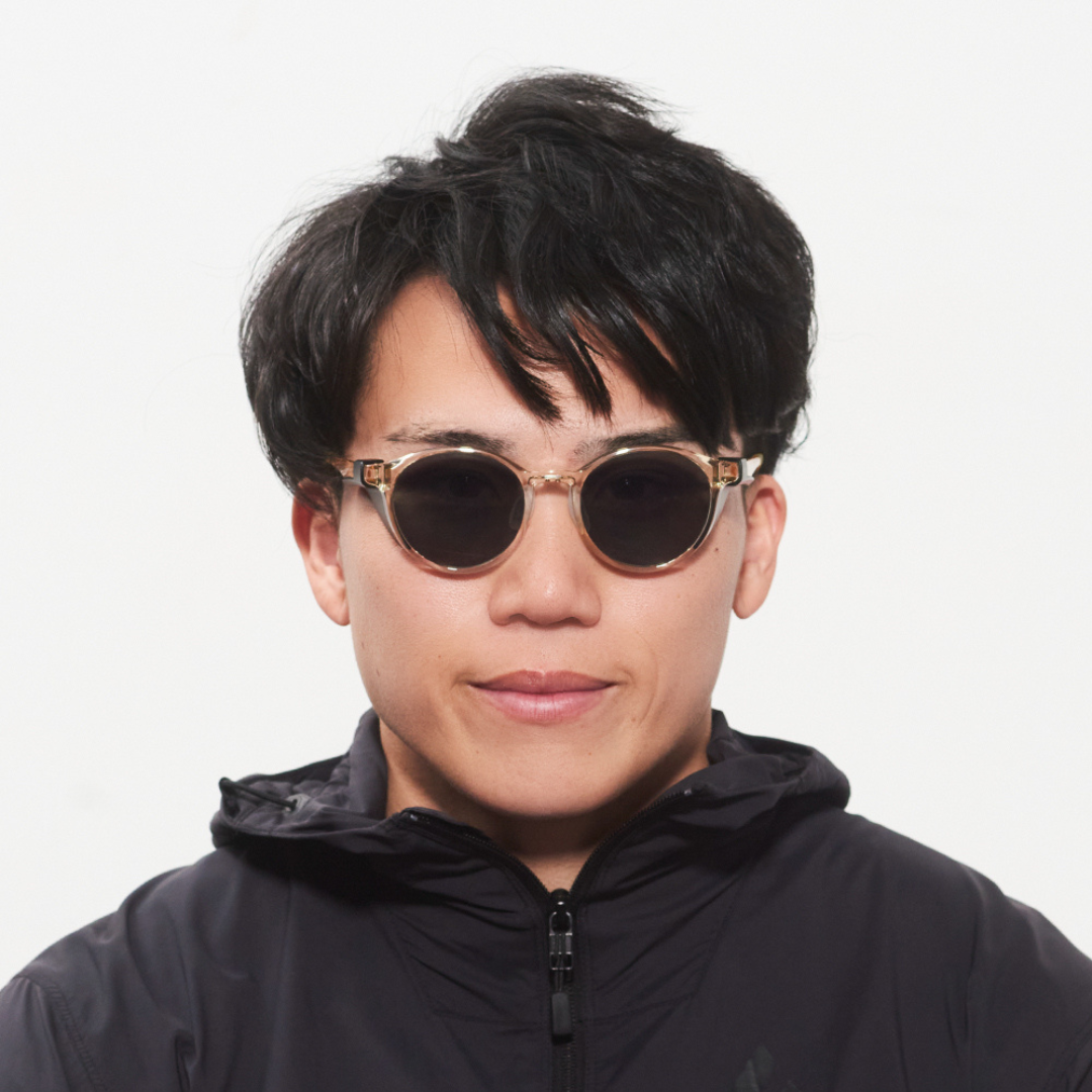 Niho NH-102 COL.2 / ラウンド型 偏光サングラス(ライトイエローフレームxグレーレンズ)