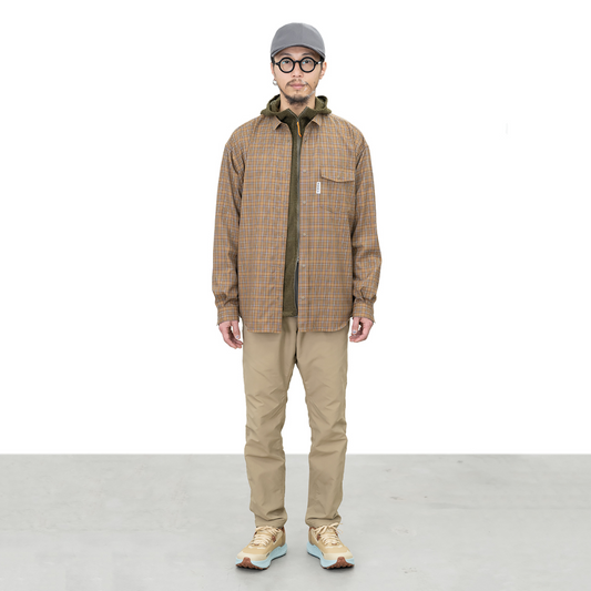 RIDGE Merino Basic Long Sleeve Shirts Mocha Plaid Men's