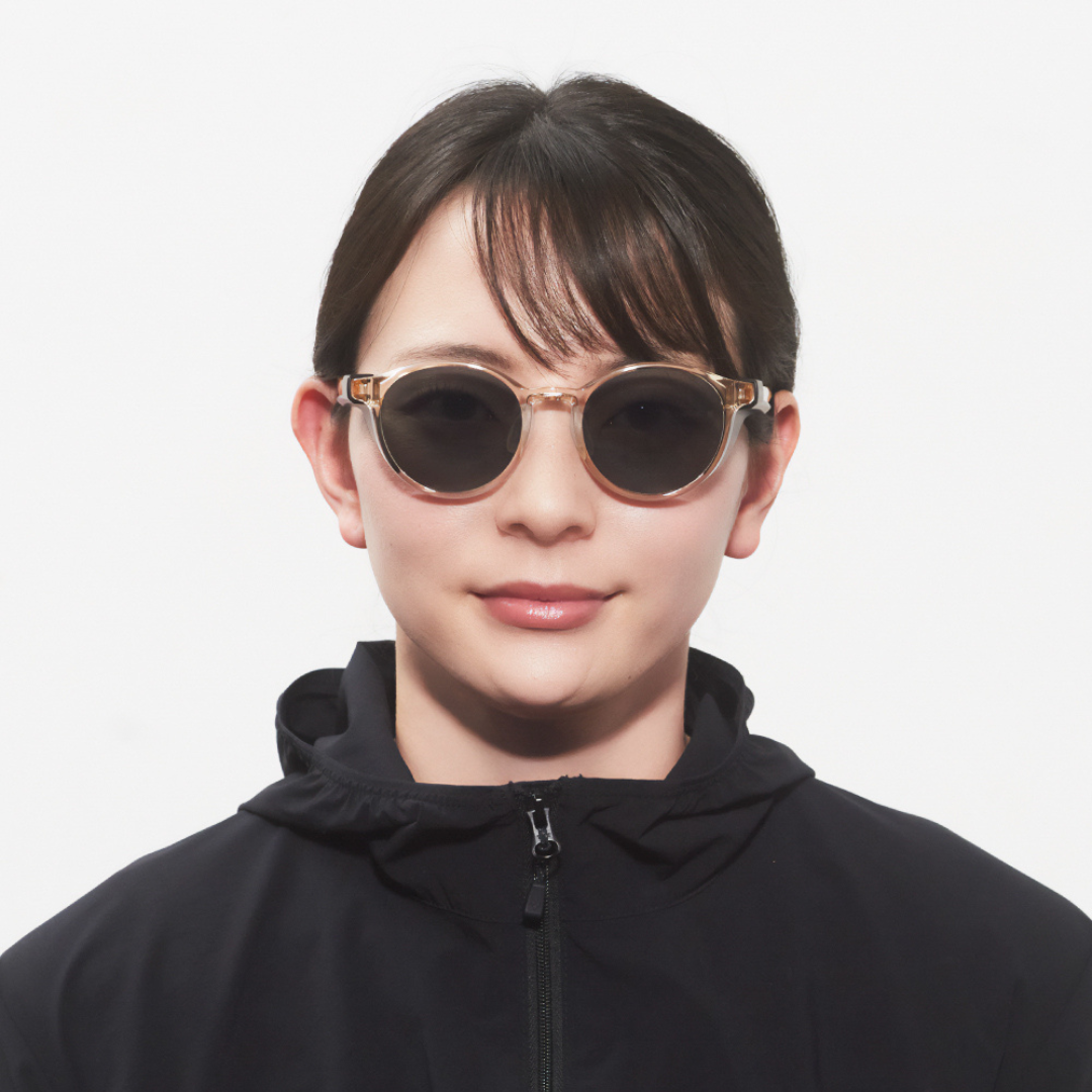 Niho NH-102 COL.2 / ラウンド型 偏光サングラス(ライトイエローフレームxグレーレンズ)