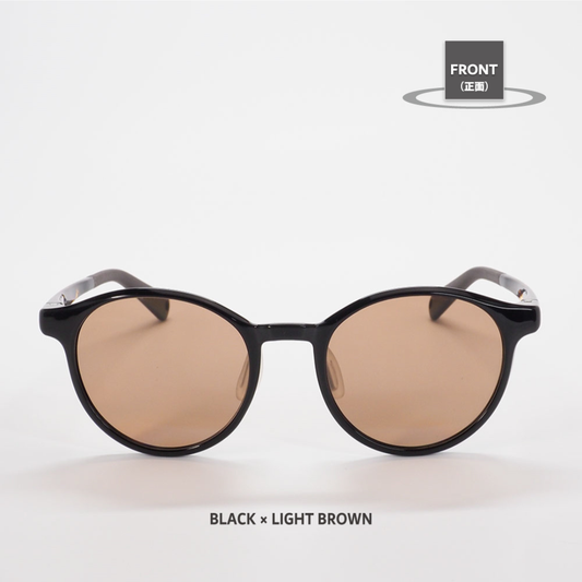 Niho NH-102 COL.1 / ラウンド型 偏光サングラス(黒べっ甲フレームxライトブラウンレンズ)