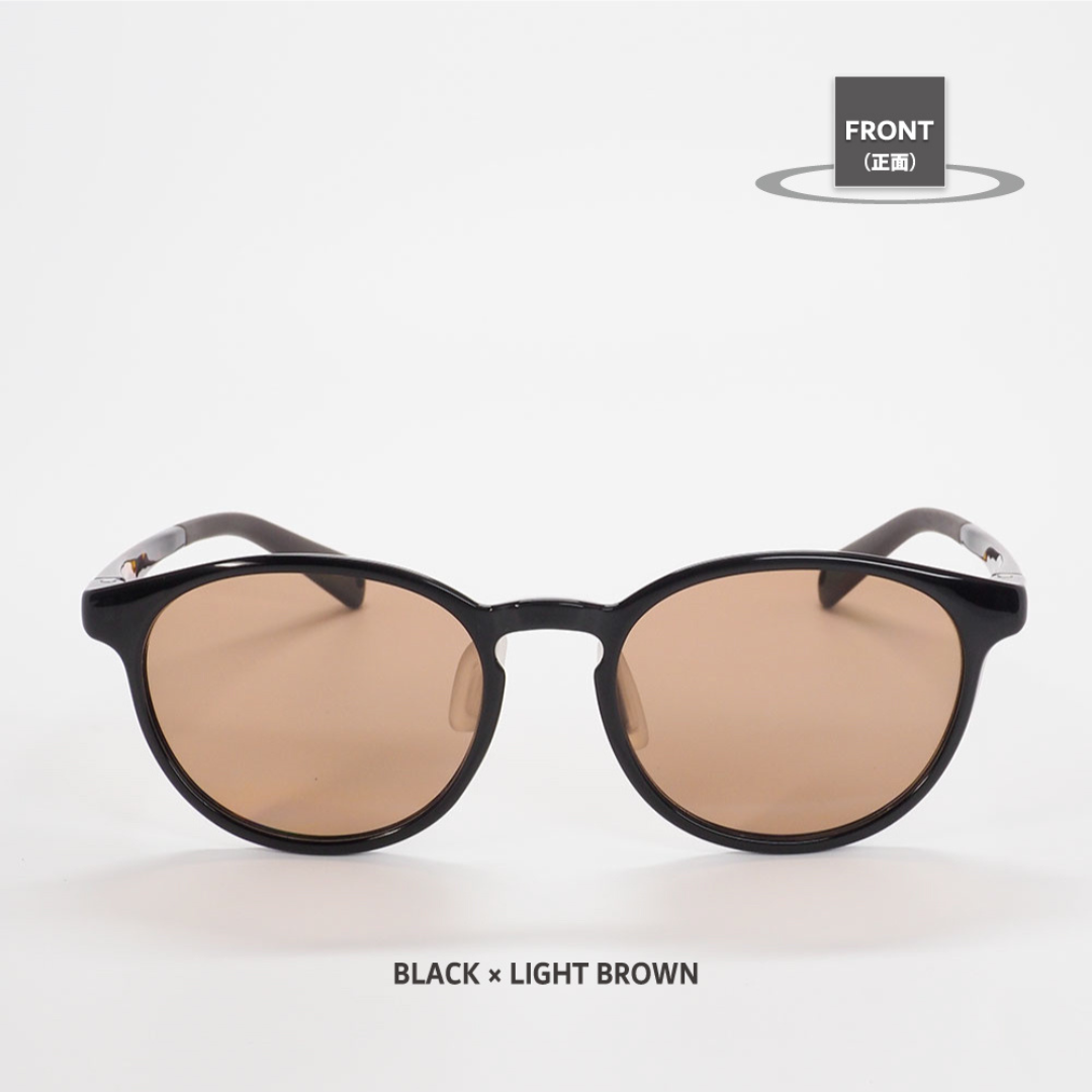 Niho NH-103 COL.1 / ボストン型 偏光サングラス(黒べっ甲フレームxライトブラウンレンズ)