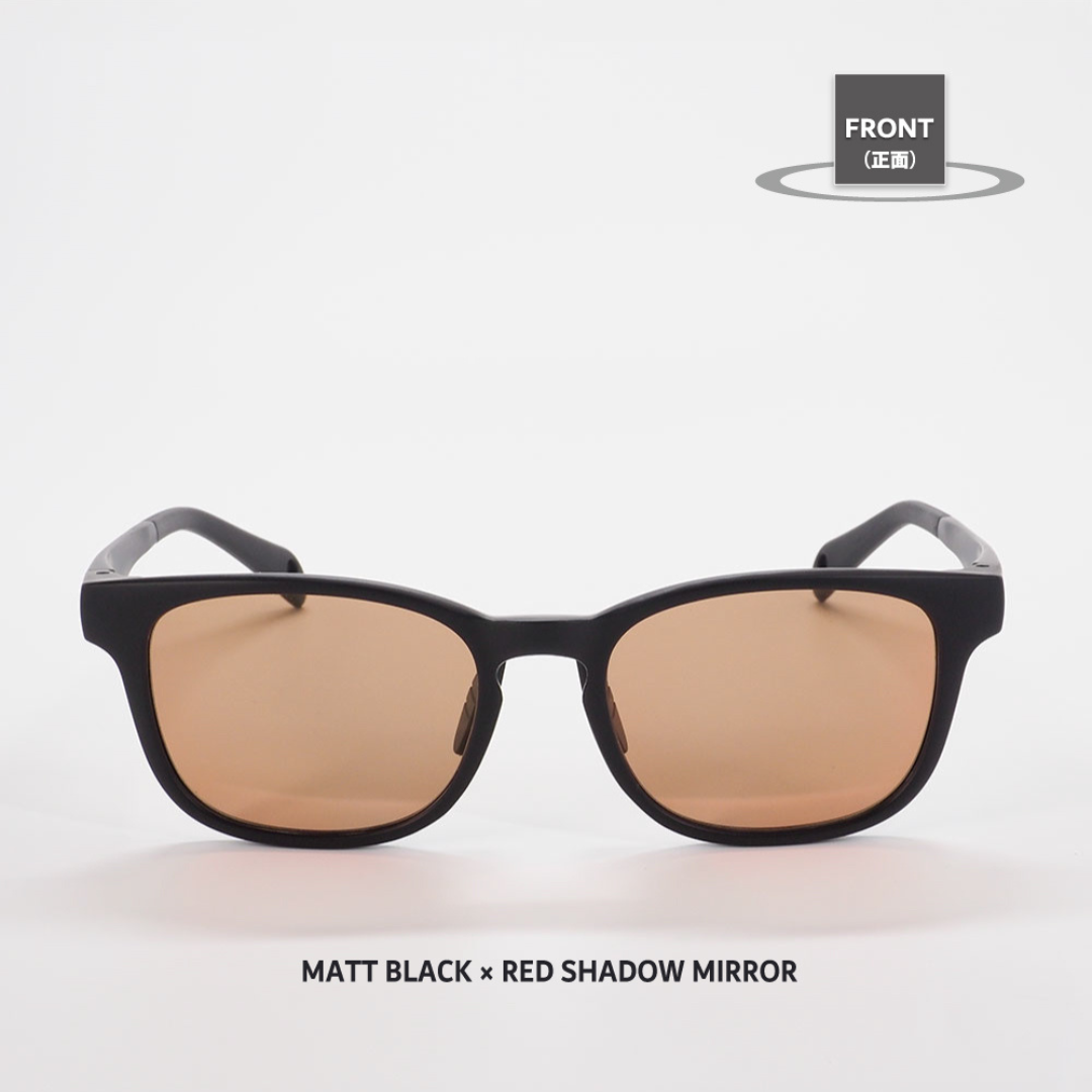 Niho NH-101 COL.1 / ウェリントン型 偏光サングラス(マットブラックフレームxレッドシャドウミラーレンズ)