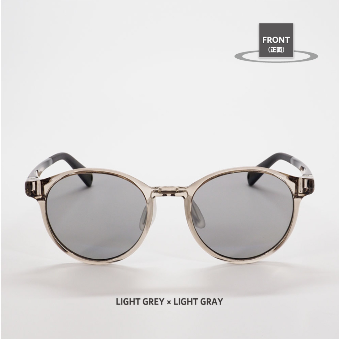 Niho NH-102 COL.3 / ラウンド型 偏光サングラス(ライトグレーフレームxライトグレーレンズ)