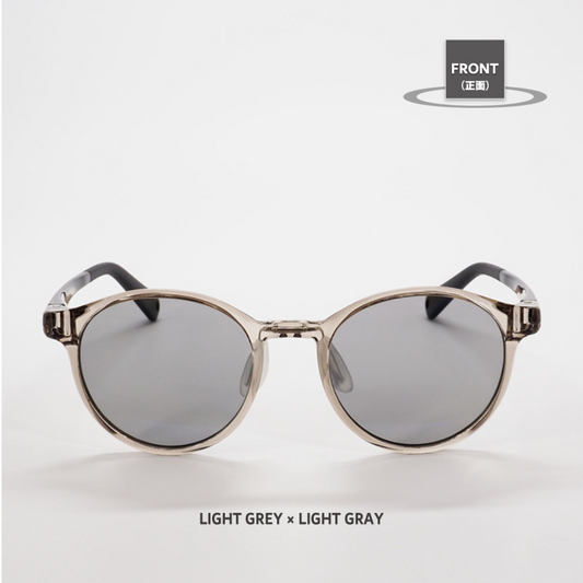 Niho NH-102 COL.3 / ラウンド型 偏光サングラス(ライトグレーフレームxライトグレーレンズ)