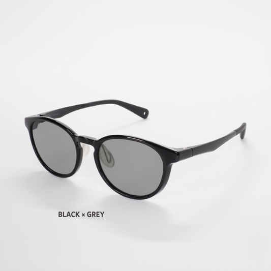 Niho NH-103 COL.2 / ボストン型 偏光サングラス(ブラックxグレーレンズ)