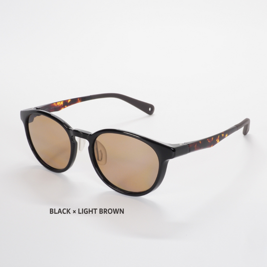 Niho NH-103 COL.1 / ボストン型 偏光サングラス(黒べっ甲フレームxライトブラウンレンズ)