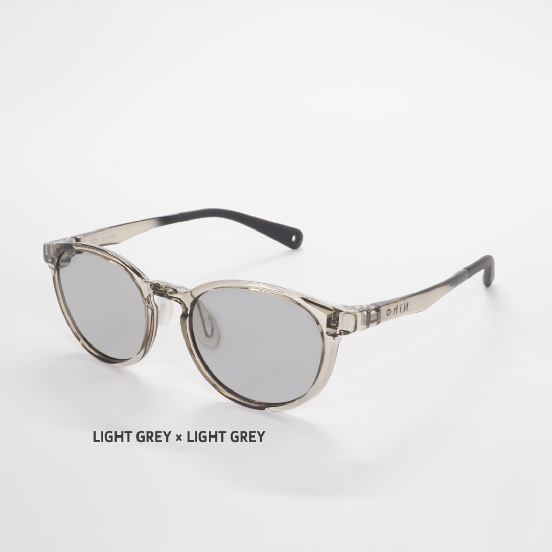 Niho NH-103 COL.3 / ボストン型 偏光サングラス(ライトグレーxライトグレーレンズ)
