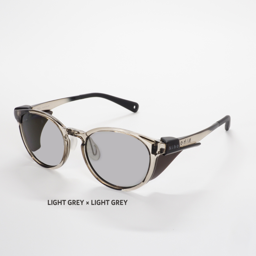 Niho NH-102 COL.3 / ラウンド型 偏光サングラス(ライトグレーフレームxライトグレーレンズ)