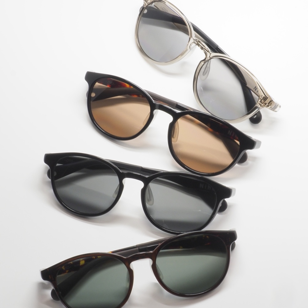 Niho NH-103 COL.2 / ボストン型 偏光サングラス(ブラックxグレーレンズ)