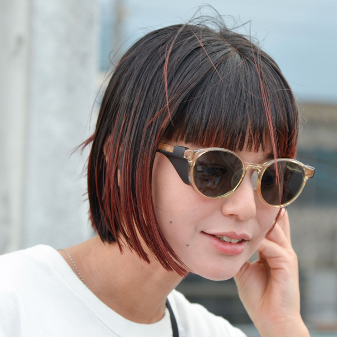 Niho NH-102 COL.2 / ラウンド型 偏光サングラス(ライトイエローフレームxグレーレンズ)