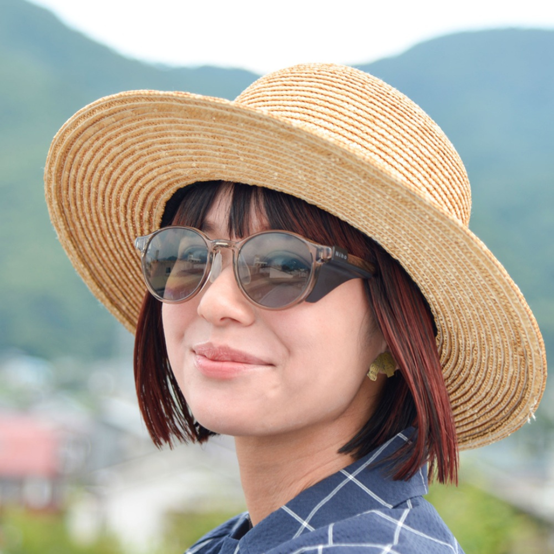 Niho NH-102 COL.2 / ラウンド型 偏光サングラス(ライトイエローフレームxグレーレンズ)