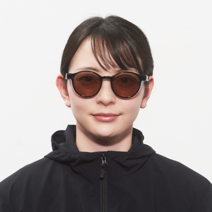 Niho NH-102 COL.1 / ラウンド型 偏光サングラス（黒べっ甲フレームxライトブラウンレンズ）