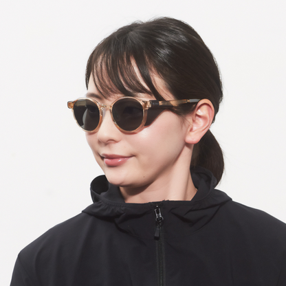 Niho NH-102 COL.2 / ラウンド型 偏光サングラス（ライトイエローフレームxグレーレンズ）