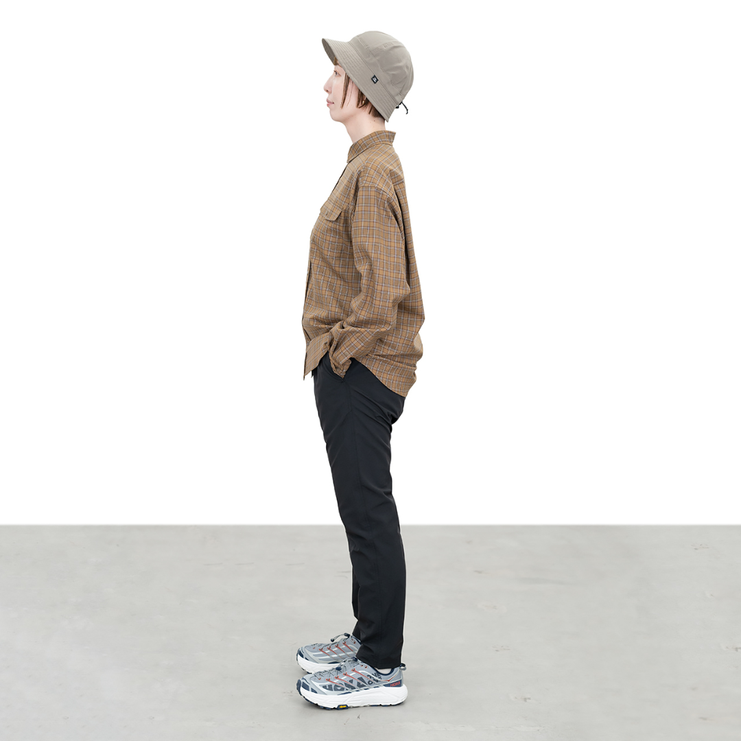 RIDGE / Merino Basic Long Sleeve Shirts Mocha Plaid Women's