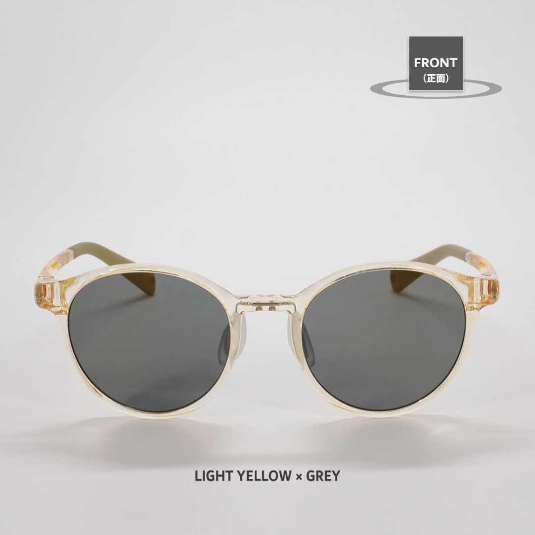 Niho NH-102 COL.2 / ラウンド型 偏光サングラス（ライトイエローフレームxグレーレンズ）