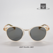 Niho NH-102 COL.2 / ラウンド型 偏光サングラス（ライトイエローフレームxグレーレンズ）