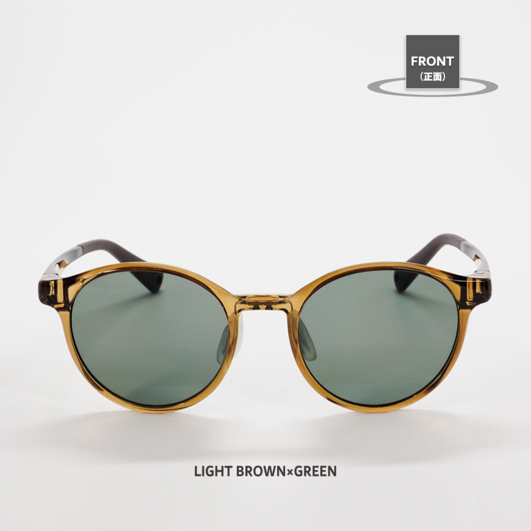 Niho NH-102 COL.4 / ラウンド型 偏光サングラス（ライトブラウンフレームxグリーンレンズ）