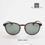 Niho NH-103 COL.4 / ボストン型 偏光サングラス（ブラウンべっ甲xグリーンレンズ）