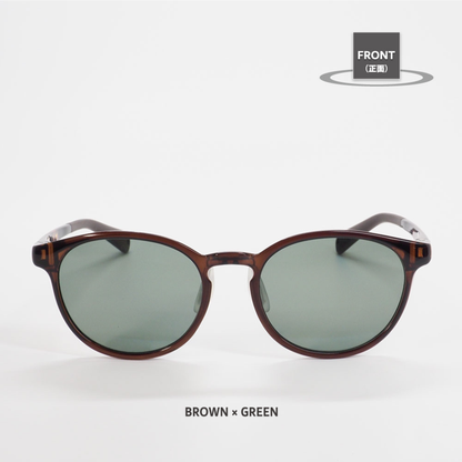 Niho NH-103 COL.4 / ボストン型 偏光サングラス（ブラウンべっ甲xグリーンレンズ）