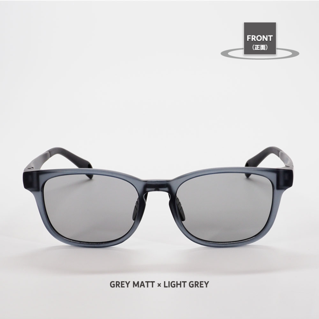 Niho NH-101 COL.2 / ウェリントン型 偏光サングラス（スモークグレーフレームxライトグレーレンズ）