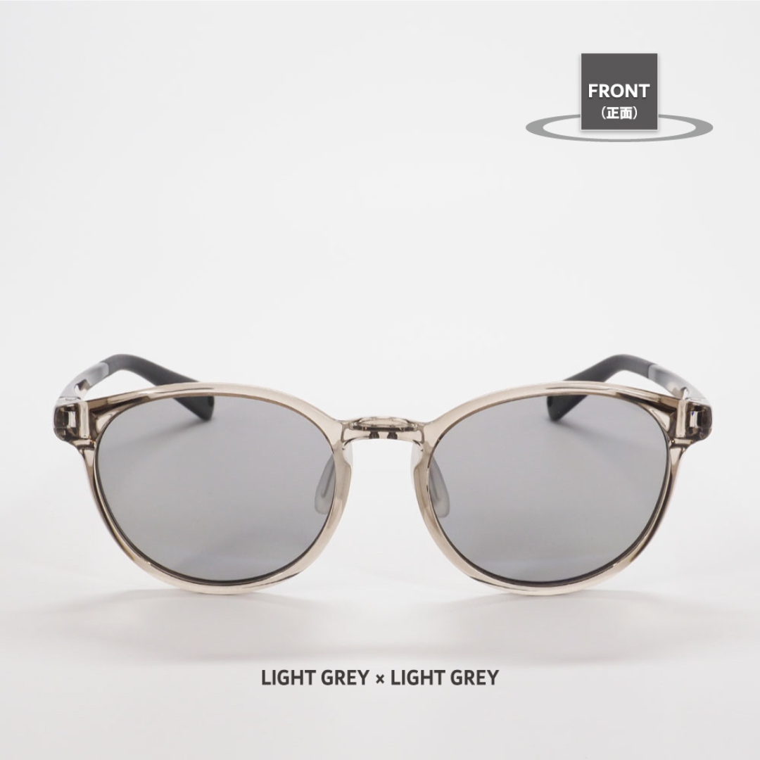 Niho NH-103 COL.3 / ボストン型 偏光サングラス（ライトグレーxライトグレーレンズ）