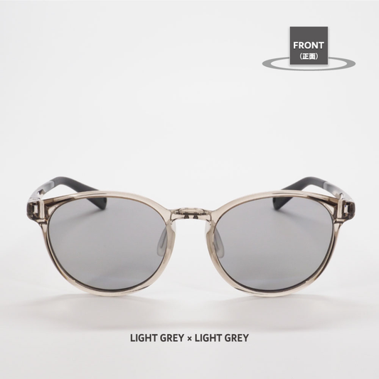 Niho NH-103 COL.3 / ボストン型 偏光サングラス（ライトグレーxライトグレーレンズ）