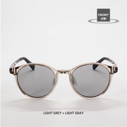 Niho NH-102 COL.3 / ラウンド型 偏光サングラス（ライトグレーフレームxライトグレーレンズ）