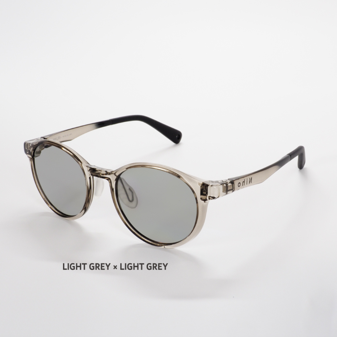 Niho NH-102 COL.3 / ラウンド型 偏光サングラス（ライトグレーフレームxライトグレーレンズ）