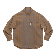RIDGE Merino Basic Long Sleeve Shirts Mocha Plaid Men's