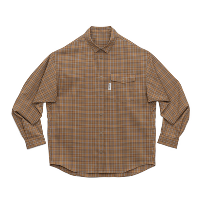RIDGE Merino Basic Long Sleeve Shirts Mocha Plaid Men's