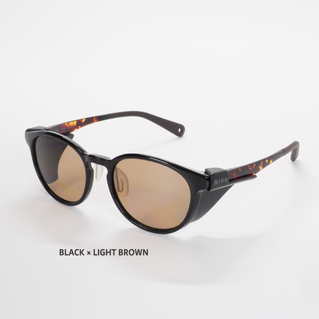 Niho NH-103 COL.1 / ボストン型 偏光サングラス（黒べっ甲フレームxライトブラウンレンズ）