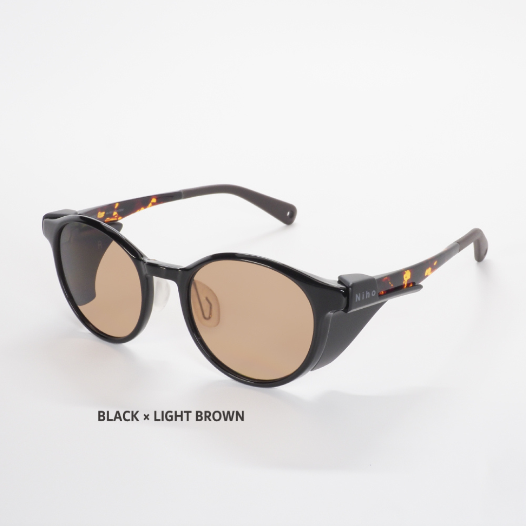 Niho NH-102 COL.1 / ラウンド型 偏光サングラス（黒べっ甲フレームxライトブラウンレンズ）