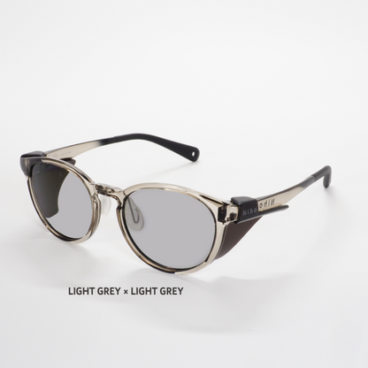Niho NH-102 COL.3 / ラウンド型 偏光サングラス（ライトグレーフレームxライトグレーレンズ）