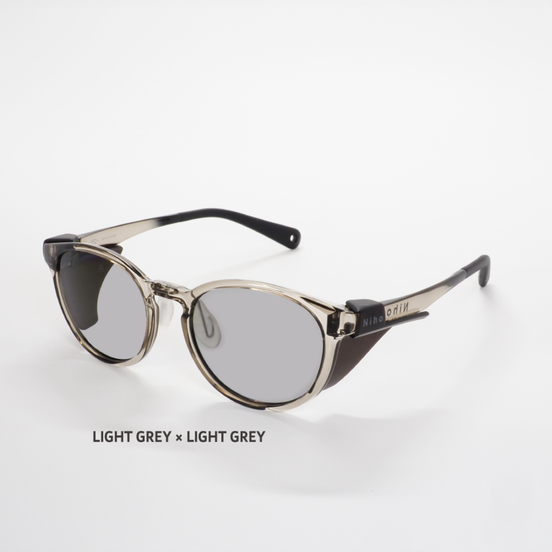 Niho NH-103 COL.3 / Boston-style polarized sunglasses (light gray x light gray lenses)