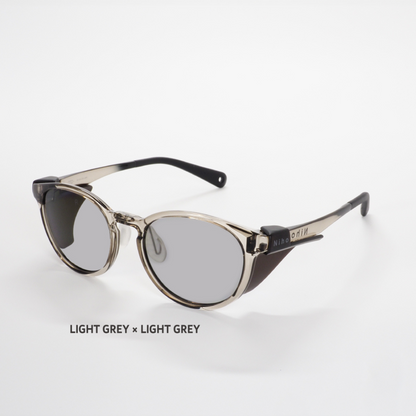 Niho NH-103 COL.3 / ボストン型 偏光サングラス（ライトグレーxライトグレーレンズ）