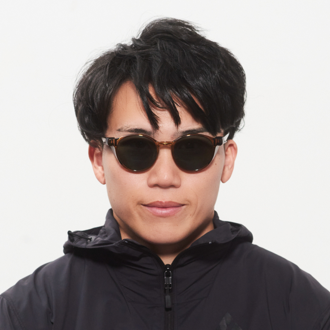 Niho NH-102 COL.4 / Round Polarized Sunglasses (Light Brown Frame with Green Lenses)