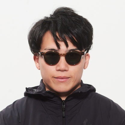 Niho NH-102 COL.4 / ラウンド型 偏光サングラス（ライトブラウンフレームxグリーンレンズ）