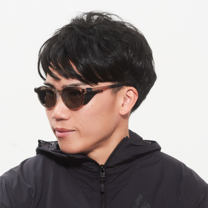 Niho NH-102 COL.3 / ラウンド型 偏光サングラス（ライトグレーフレームxライトグレーレンズ）