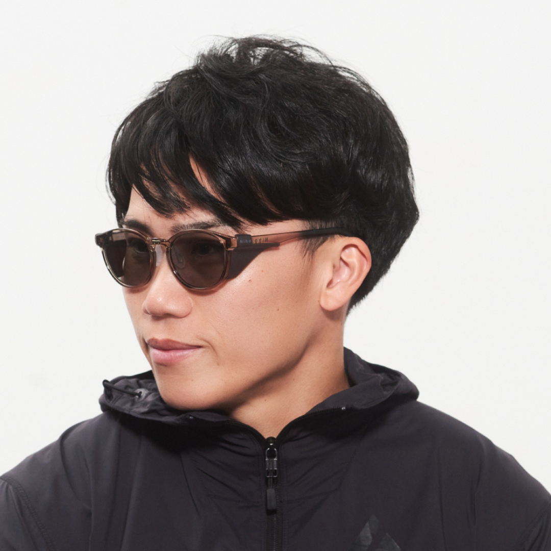 Niho NH-103 COL.3 / Boston-style polarized sunglasses (light gray x light gray lenses)