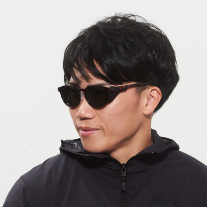 Niho NH-103 COL.4 / ボストン型 偏光サングラス（ブラウンべっ甲xグリーンレンズ）