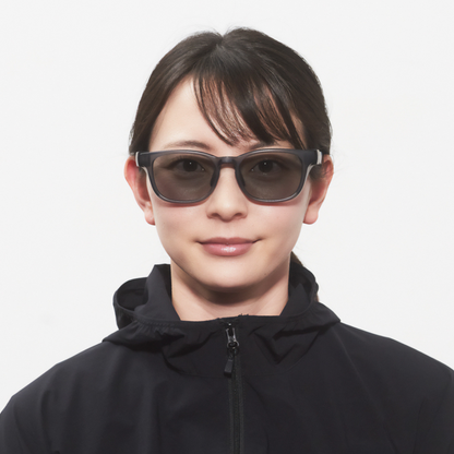 Niho NH-101 COL.2 / ウェリントン型 偏光サングラス（スモークグレーフレームxライトグレーレンズ）