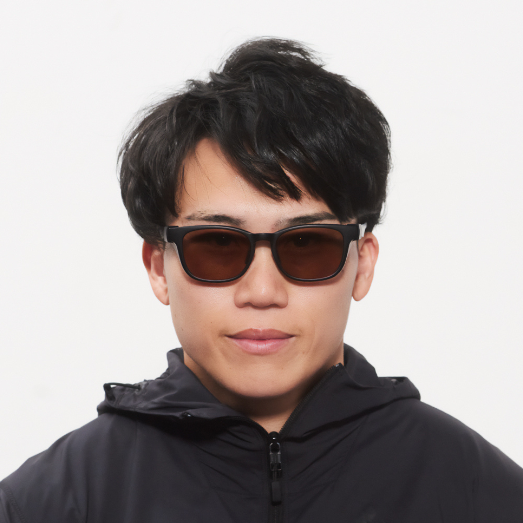 Niho NH-101 COL.1 / ウェリントン型 偏光サングラス（マットブラックフレームxレッドシャドウミラーレンズ）