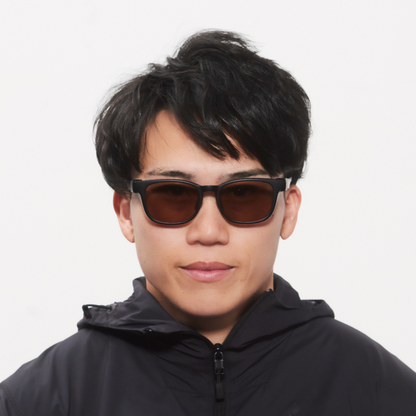 Niho NH-101 COL.1 / ウェリントン型 偏光サングラス（マットブラックフレームxレッドシャドウミラーレンズ）