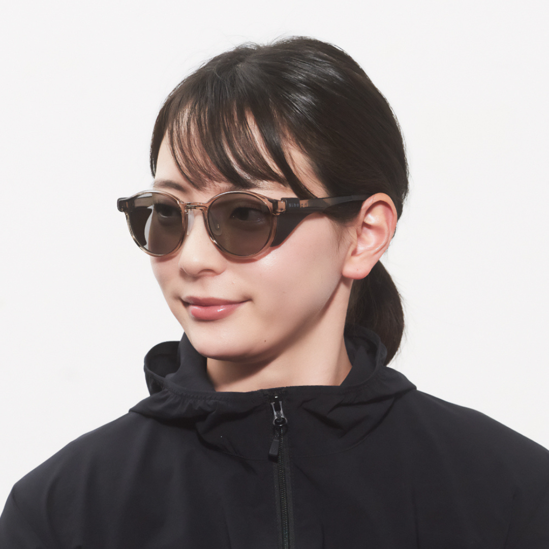 Niho NH-102 COL.3 / ラウンド型 偏光サングラス（ライトグレーフレームxライトグレーレンズ）