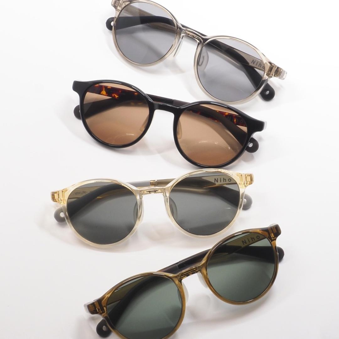 Niho NH-102 COL.1 / ラウンド型 偏光サングラス（黒べっ甲フレームxライトブラウンレンズ）