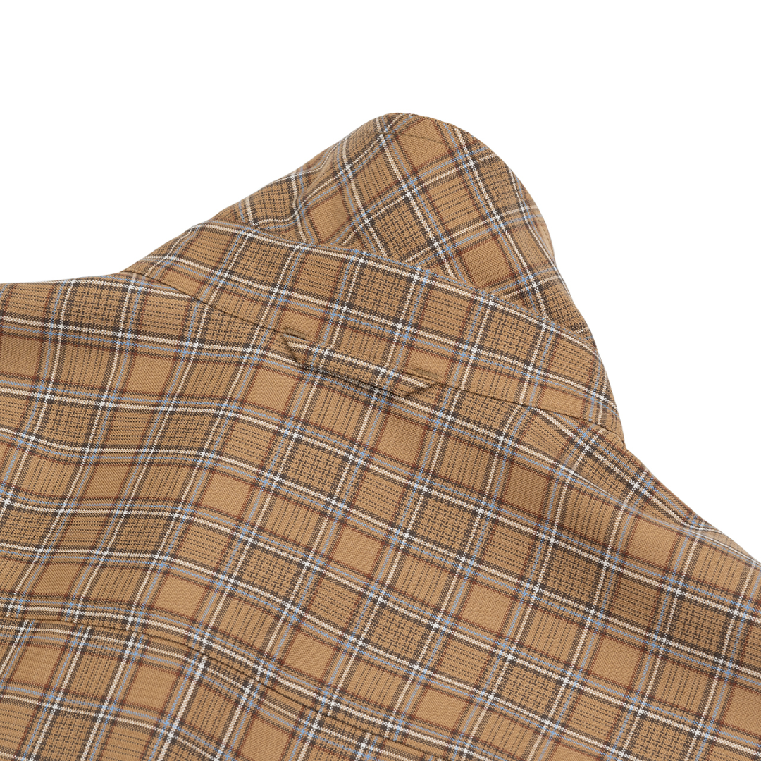 RIDGE Merino Basic Long Sleeve Shirts Mocha Plaid Men's