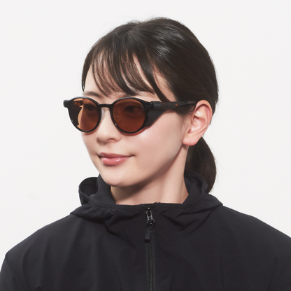 Niho NH-102 COL.1 / ラウンド型 偏光サングラス（黒べっ甲フレームxライトブラウンレンズ）