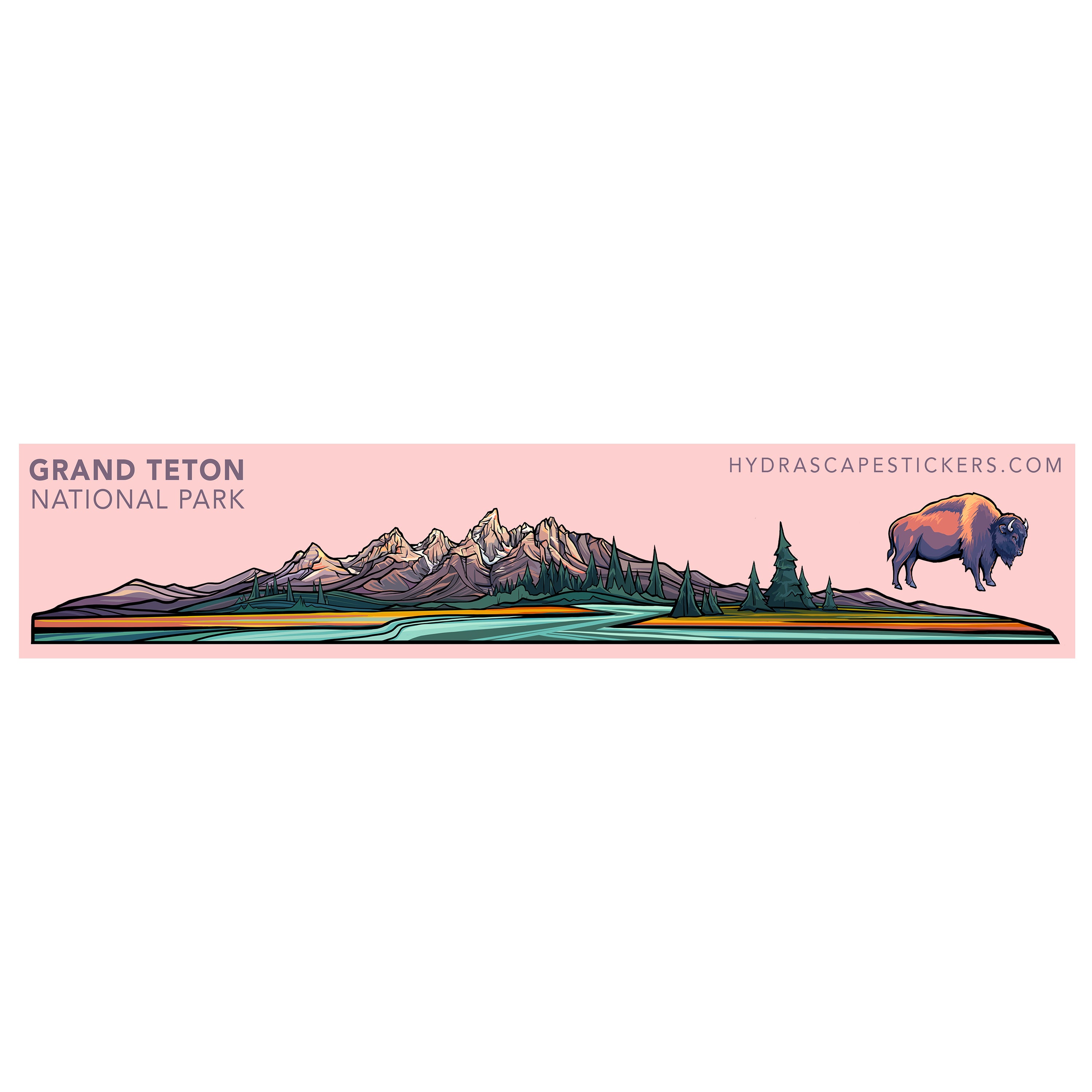 01. Grand Teton National Park Miniscape Sticker / グランドティトン国立公園　ミニスケープステッカー